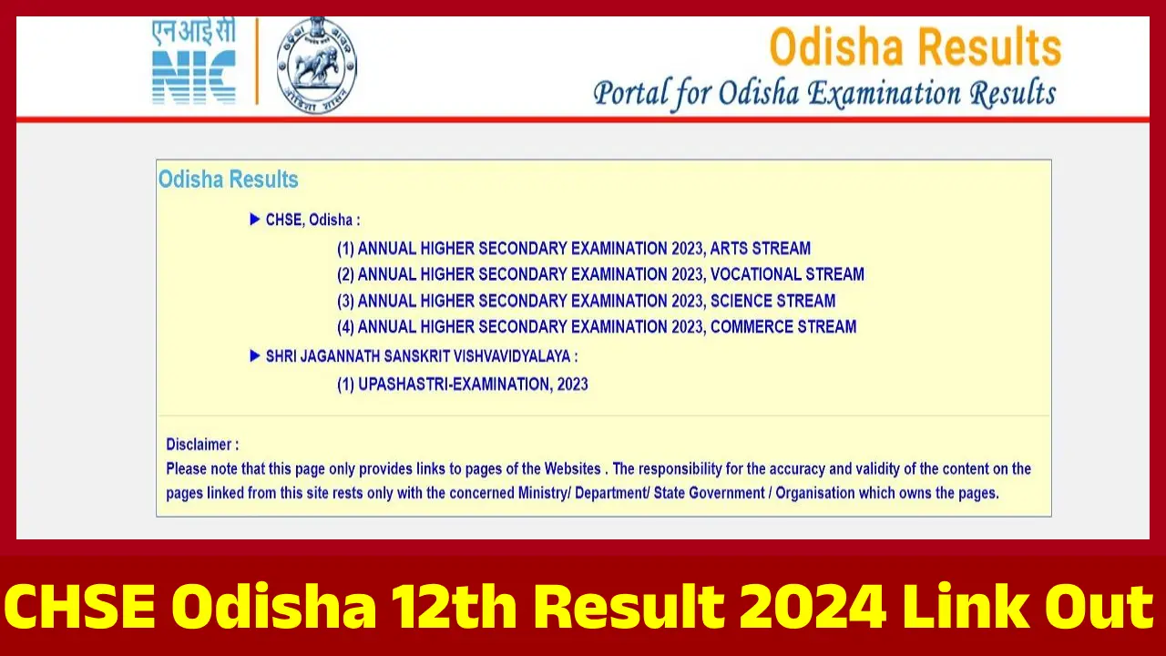 CHSE Odisha 12th Result 2024 Link Out